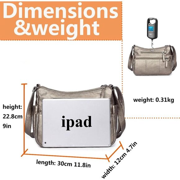 🆕 Volganik Rock PU Leather Shoulder Bag Women Silver Soft Pocketbooks Purse - Picture 3 of 7